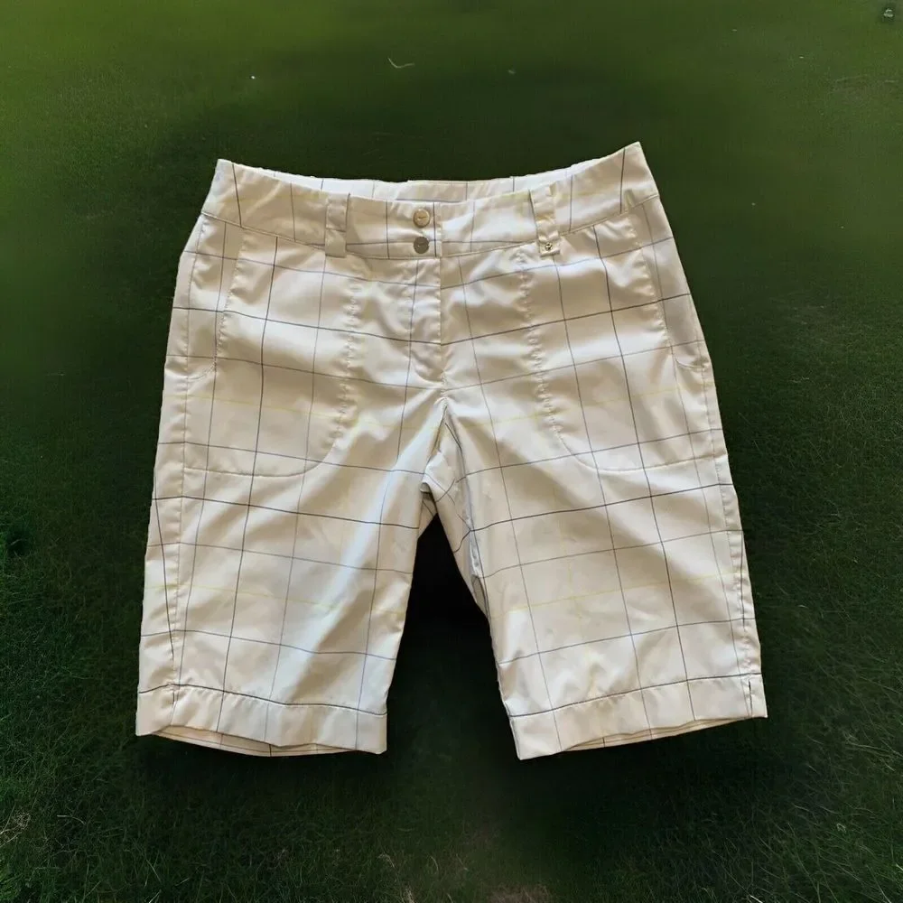Nike Golf Dri-Fit Shorts Mens Medium Plaid Lightweight Snap Button‎